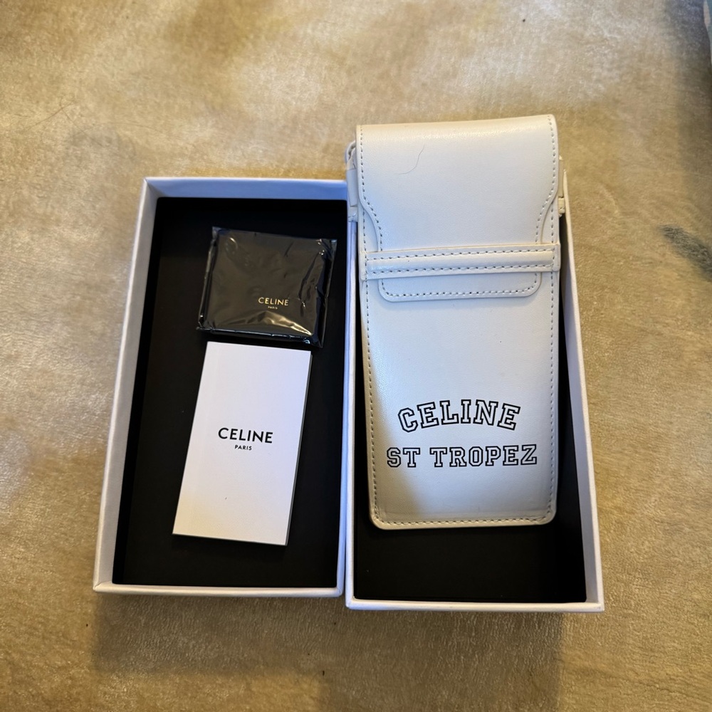 Celine St Tropez White Sunglasses Leather Case